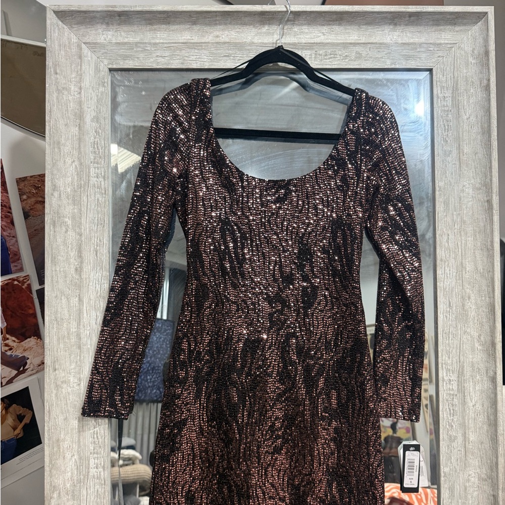 Kohl's Black and Pink Sequin Long Sleeve Dress